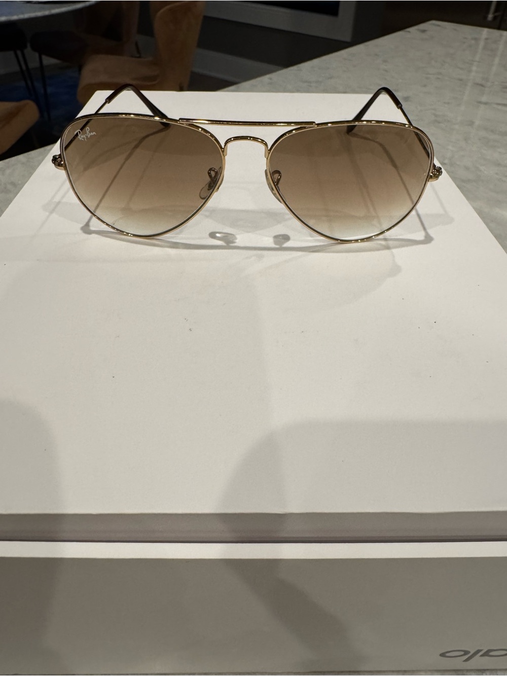 Ray-Ban Gold Frame Sunglasses with Brown Gradient Lenses